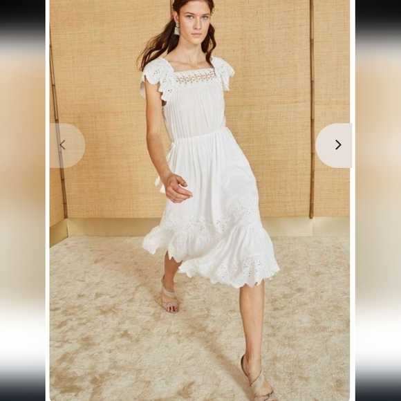 Ulla Johnson Dresses & Skirts - Ulla Johnson Square Neck Opeline Midi Dress in Blanc White, Linen Cotton, XS